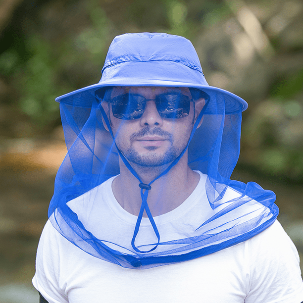 Outdoor Sunscreen Hat, Large Eaves, Sun Hat Mesh Mask Protective Fishing  Hats Fisherman Hat Anti -Mosquito Hat, Jewel Blue E441