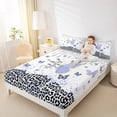 thumbnail image 4 of jejeloiu Cute Kawaii Butterflies Twin Sheet Sets,Cartoon Leopard Print Twin Fitted Sheet,White Black Flat Sheet For Teens,Super Cozy Room Decor,3-Piece, 4 of 7
