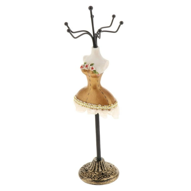 Exhibición de joyas de resina, soporte para exhibir pulseras, anillos y pendientes. café