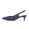 thumbnail image 5 of Zhabtuc Women's Classic Navy Blue Pointed Toe Comfortable Kitten Heel Pumps - Slingback, Adjustable Ankle Strap, Perfect for Work, 5 of 7
