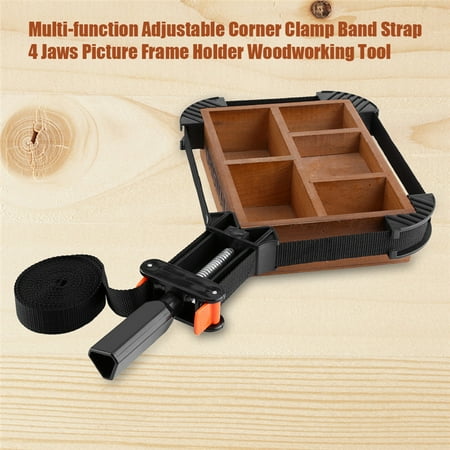 Multi-function Adjustable Corner Clamp, 4 Jaws Picture Frame Holder Woodworking Tool Clamp Band