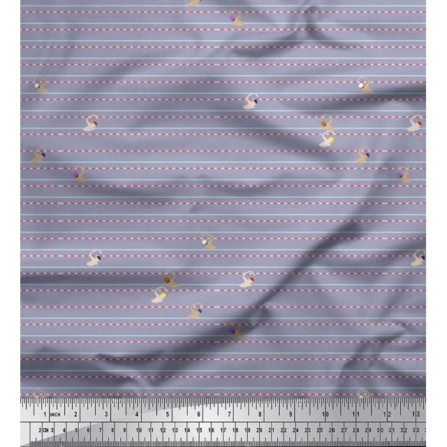 Soimoi Rayon Fabric Swimming Pool Race Sports Decor Fabric Printed Yard 56 Inch Wide