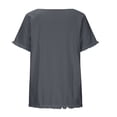 thumbnail image 5 of Blusa de manga corta con estampado de cuello redondo de algodón y cáñamo para mujer OAVQHLG3B Store  lin121212, 5 of 5