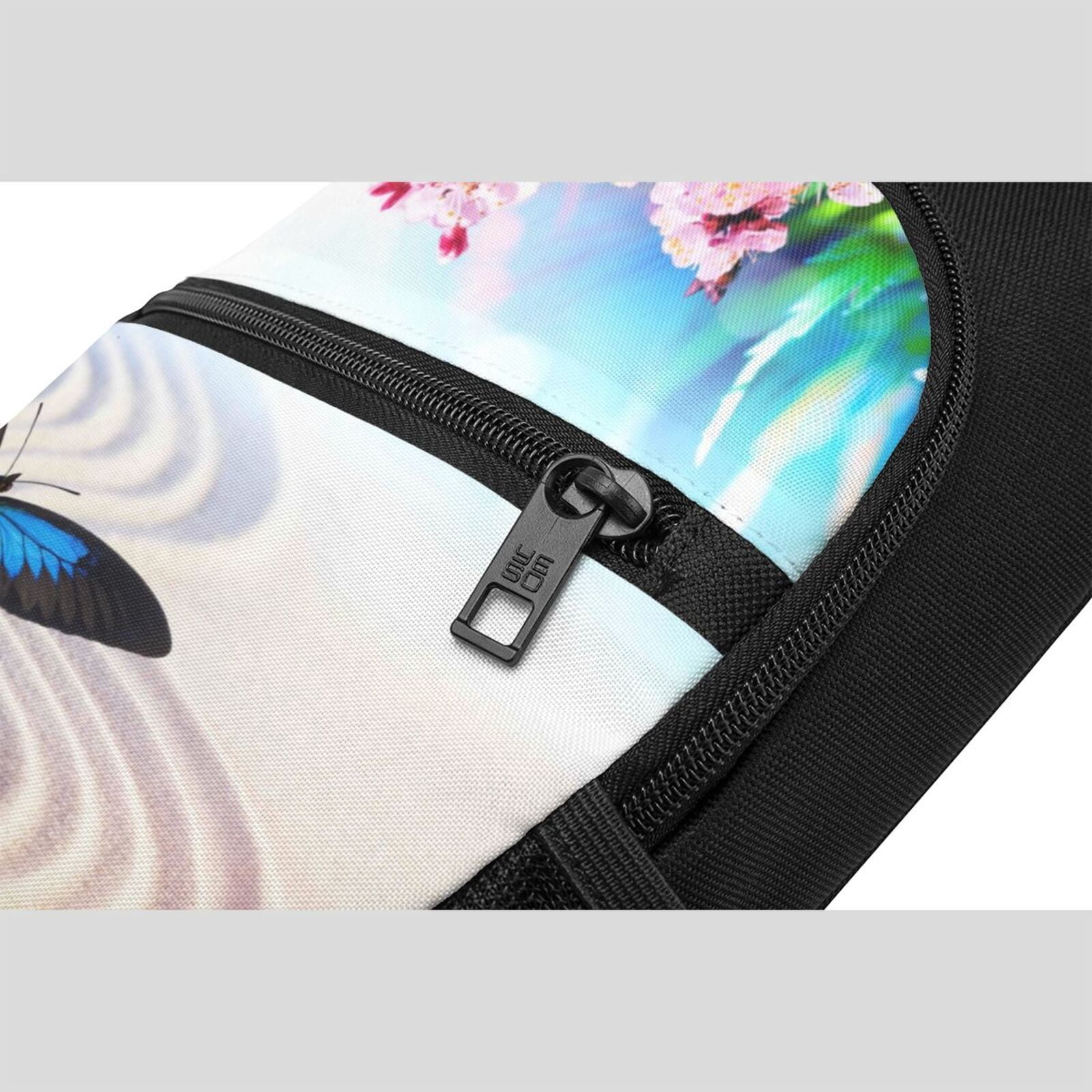 Xecao's Butterfly In Blossoms Zen Print Sling Bag: A Versatile Chest, Shoulder, and Crossbody Backpack for Casual Days Out, Perfect for Both Men and Women