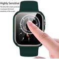 thumbnail image 3 of 2 Pack Cases Compatible with Apple Watch Case 44mm SE/Series 6/5/4 Built in Tempered Glass Screen Protector Ultra-Thin Bumper Full Coverage iWatch Protective Cover for Women Men (Blue/-Green), 3 of 5