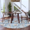 thumbnail image 3 of Summer Marine Creature Round Area Rug 6Ft Washable Circle Rugs for Bathroom Office, Ocean Starfish Coral Conch Blue Stripe Non-Slip Carpet Floor Mats Indoor Outdoor Carpet Runner Aesthetic Home Decor, 3 of 8