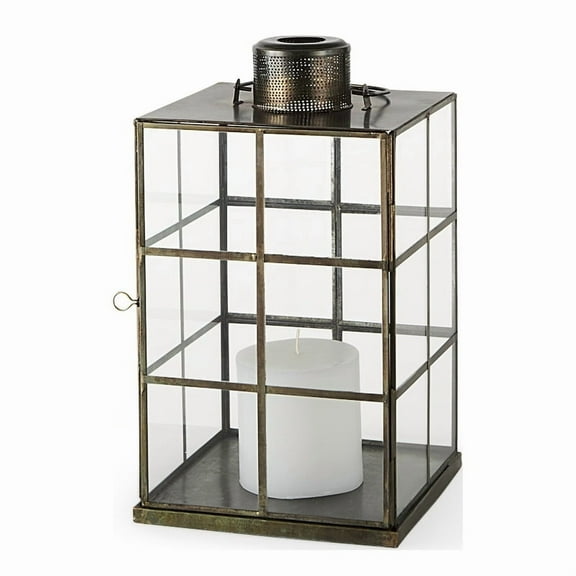 Mercana Grimwig Small 8L X 8W X 15H Lantern W/Sheet Base Without Bevel in Gold