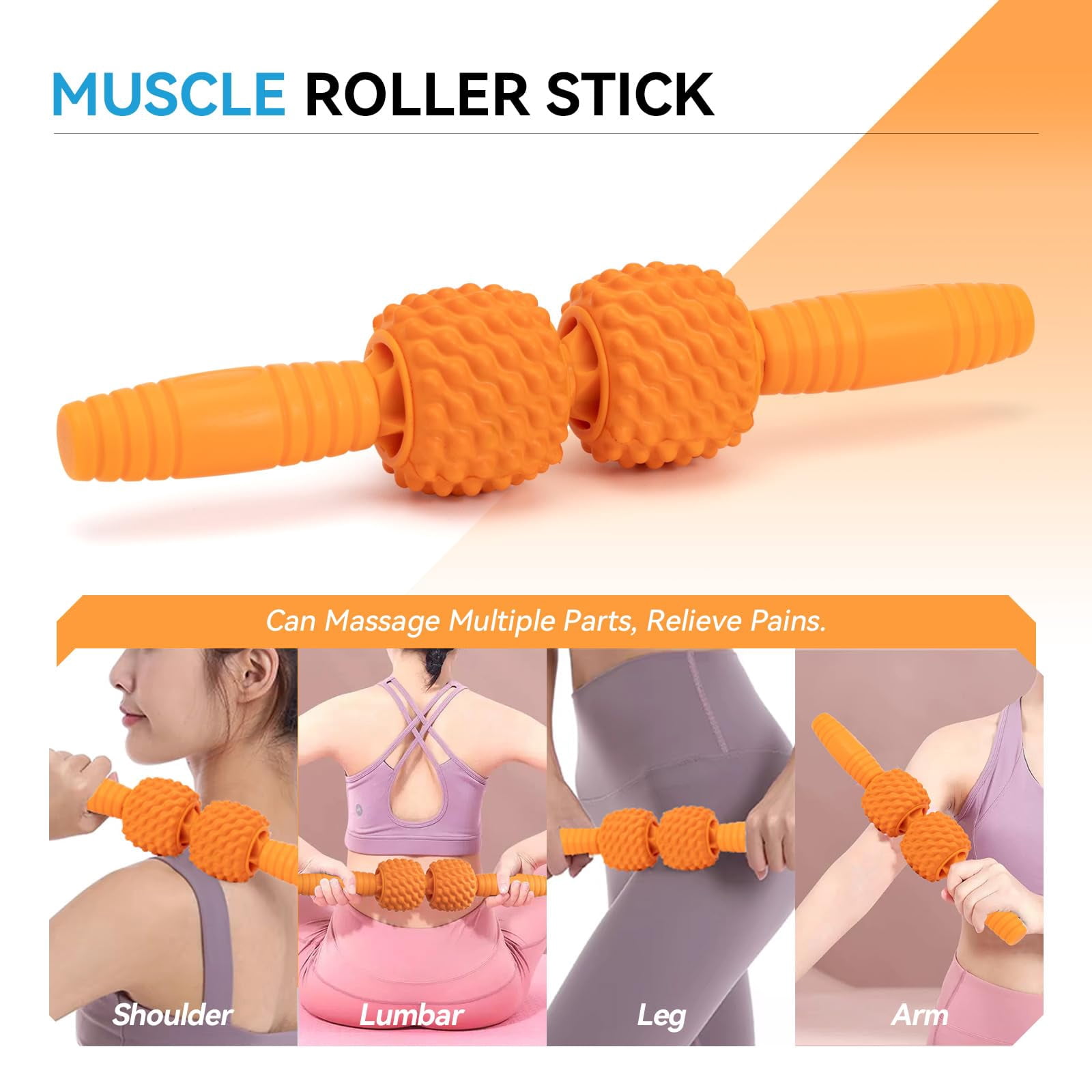 5 In 1 Foam Roller Set  High Density Fitness Exercise For Deep Tissue Massage Ball Resistance Band Whole Body(orange)