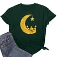 thumbnail image 6 of Penkiiy Muslim Ramadan T-Shirt for Women Women's Summer Moon Graphic Shirts Cute Boho Short Sleeve Round Neck Tee Girls Casual Loose Blouses L Green, 6 of 6