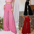 thumbnail image 3 of Pantalones ajustados de cintura alta de verano para mujer, pantalones de pierna ancha casuales de moda con lentejuelas de colores europeos y americanos para mujer, 3 of 6