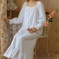 thumbnail image 6 of Sngxgn Nightgown Long Women's Long Sleeve Sleepwear Full Length Nightshirt Soft Sleep Gowns(White,L), 6 of 6