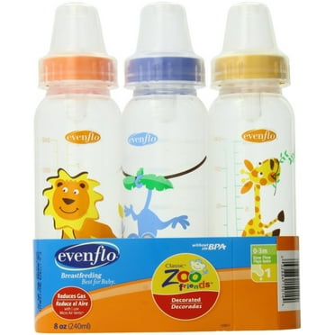 Evenflo Classic Zoo Friends Standard Bottles 8 Oz 3 ea