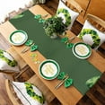 thumbnail image 4 of St. Patricks Day Table Runner 13x72 Inches Long Green Clover Hat Runner for Table Green Leaves Table Runners Cotton Linen Dresser Scarf for Kitchen Coffee Dining Spring Holiday Party Decor, 4 of 6