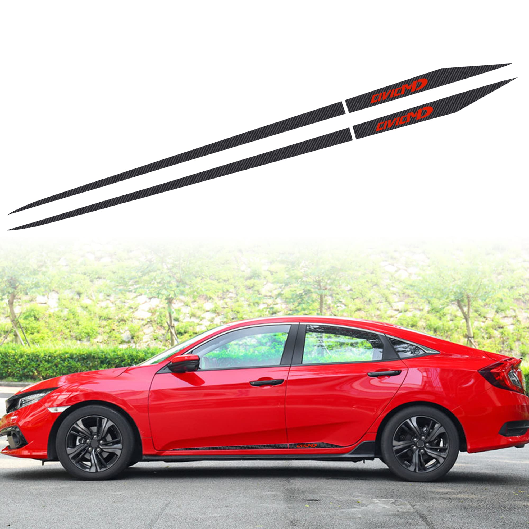 TOMALL 1 Pair Car Side Skirt Stripe Sticker for Compatible with Honda