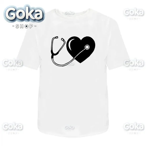 Camisetas con estampado de estetoscopio y corazón ropa para hombre novedad en camisetas y camisetas de algodón para mujer Camiseta estampada Y2K ropa bonita y divertida