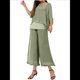 thumbnail image 2 of Conjunto de 2 Piezas para Mujer, Top Brillante, Pantalones Anchos, Traje Informal de Cuello Redondo con Lentejuelas. Verde S, 2 of 8
