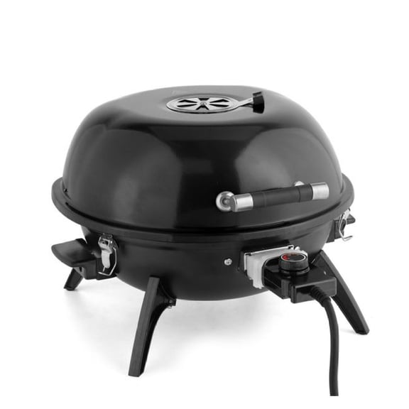Electric Countertop BBQ Grill, 1600W Indoor Outdoor Grill - Portable Smokeless Grill for Apartment, Patio, Black, Double Layer with Warming Rack