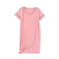 thumbnail image 2 of Voncos Nightgowns for Women Cozy Soft Mid Nightdress Short Sleeve Sleepwear Loungewear - Watermelon Red, 2 of 7