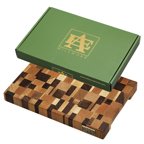 Mosaic Cutting Board Mix 7 Woods End Grain Handmade 12" x 8" x 1-1/4"