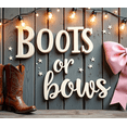 thumbnail image 4 of Rustic Design Gender Reveal Banner Country Style Baby Shower Boots or Bows Decoration with String Lights for Party Decor Indoor Event Celebration, 4 of 8