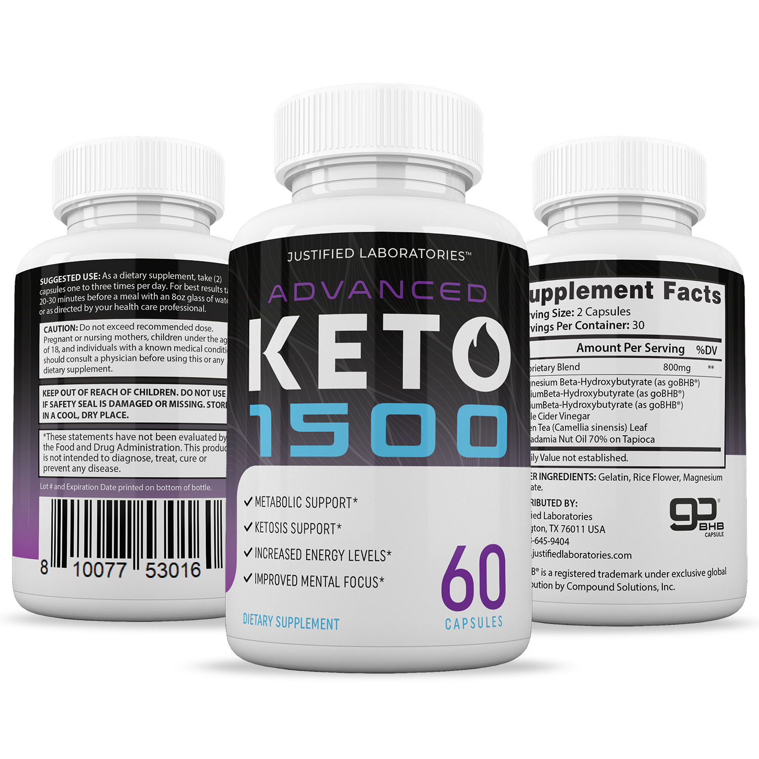Advanced Keto 1500 Pills Includes Apple Cider Vinegar goBHB Exogenous Ketones Advanced Ketogenic Supplement Ketosis Support for Men Women 60 Capsule - image 5 of 5