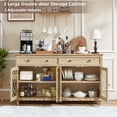 thumbnail image 6 of Joaxswe 59''W Farmhouse Kitchen Sideboard with 4 Doors 2 Drawers, Large Wood Storage Buffet Cabinet with Adjustable Shelves, Natural, 6 of 9