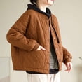 thumbnail image 4 of Jinhomg Hooded Quilted Coat for Women Casual Cozy Long Sleeve Button Down Puffer Jacket Fall Winter Lightweight Outerwear with Pockets Orange L, 4 of 7