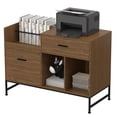thumbnail image 1 of File Cabinet, 100 x 40 cm Lateral Filing Cabinet with 2 Drawers, Printer Stand, Open Storage Shelves for Home, Office, 1 of 5