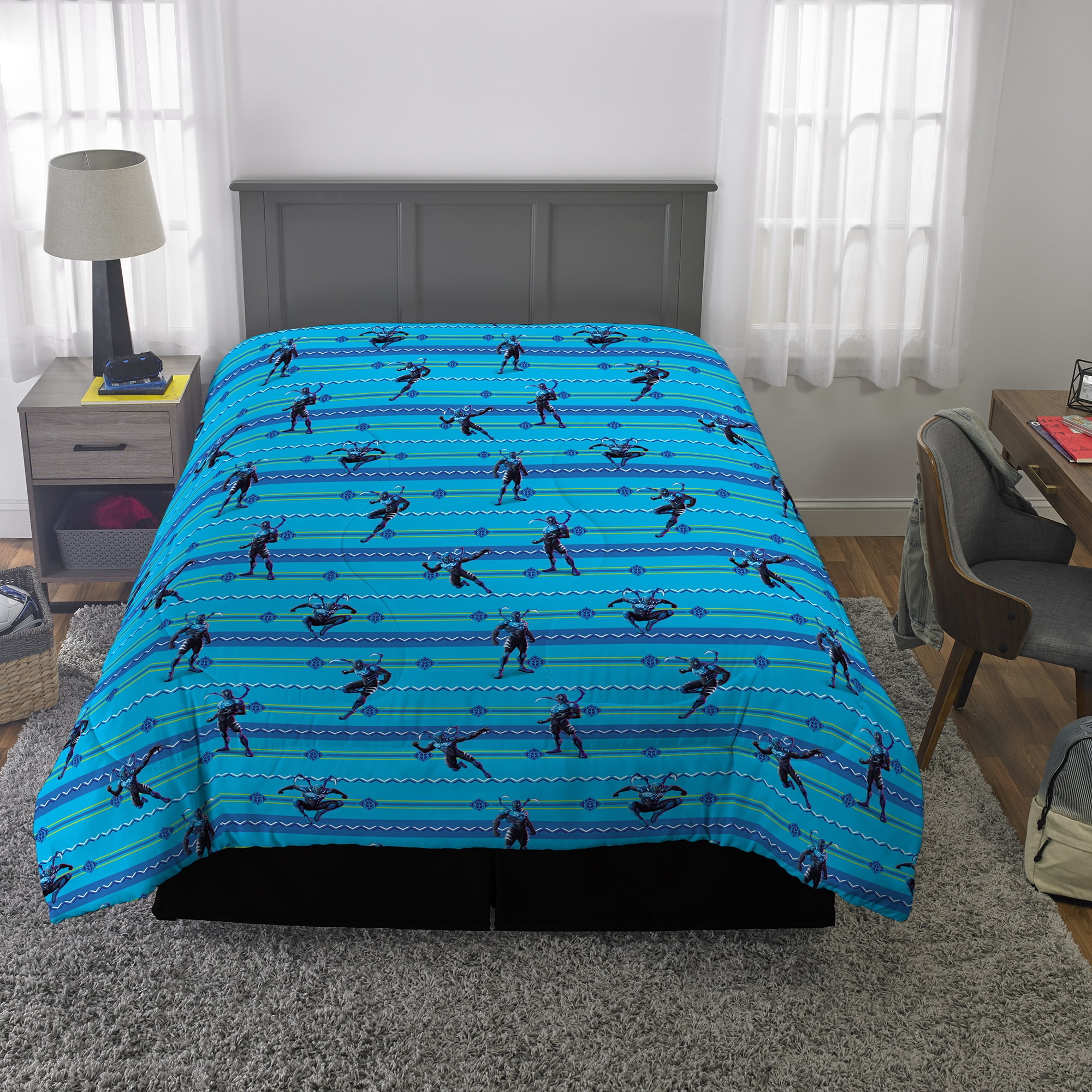 Blue Beetle Kids Full Bed-in-a-Bag, Comforter and Sheets, Blue, Warner Brothers