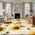 thumbnail image 2 of Summer Sunflowers Large Area Rugs for Bedroom Living Room, Non Slip Carpet Bedside Rug, Pastoral Rose Floral Farmhouse Vintage Rectangular Floor Cover Kitchen Accent Rug 5'x7' for Dining Room/Office, 2 of 9