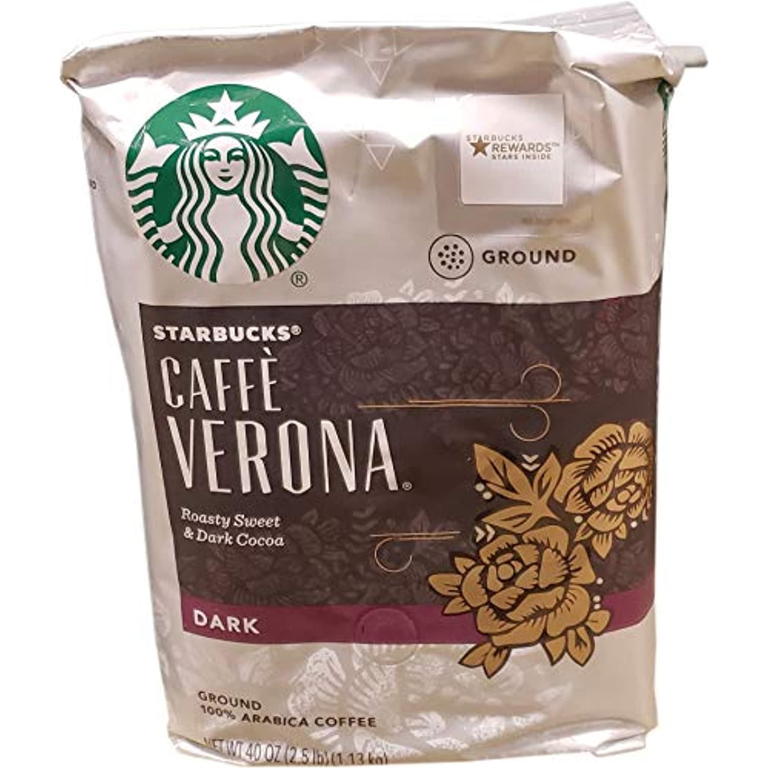 Starbucks Caffe Verona Dark Roast Ground Coffee, Roasty Sweet & Dark