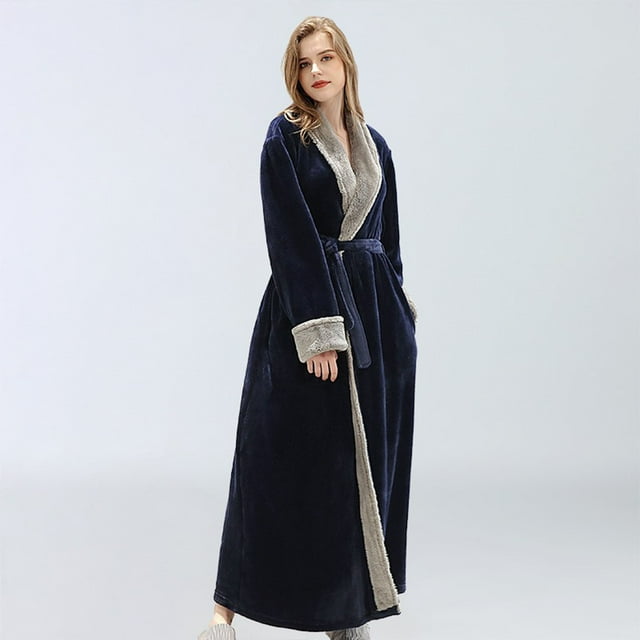 Women's Robes Womens Fleece Robe Soft Plush Bathrobe Fluffy Cute Long Coat Night Robe L