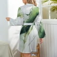 thumbnail image 6 of Sage Green Ink Night Robe Long Sleeve V Neck Robe With Belt Women's Sleepwear Dresses, 6 of 9