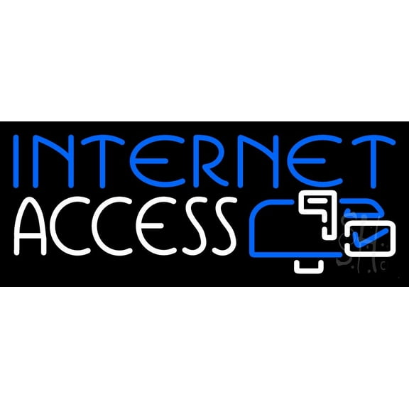 Internet Access LED Neon Sign 10 x 24 - inches, Clear Edge Cut Acrylic Backing, with Dimmer - Bright and Premium built indoor LED Neon Sign for Computer & Electronics store decor.