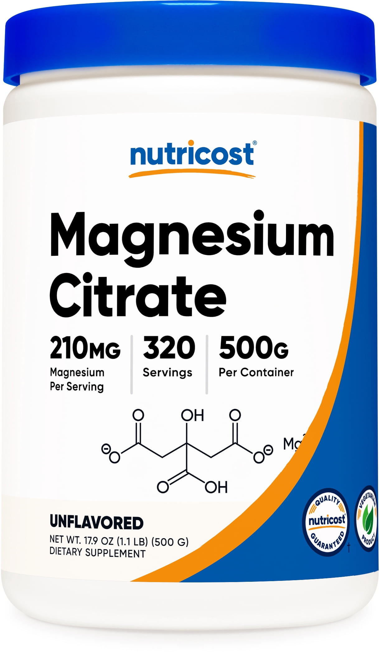 Nutricost Magnesium Citrate Powder (500 Grams) Unflavored - Gluten Free Supplement