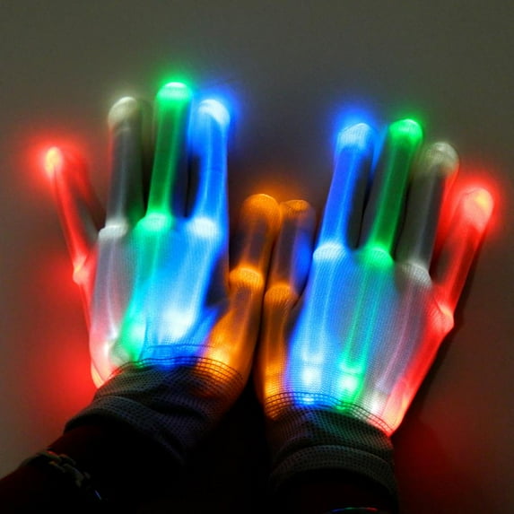 LED Gloves for Adults Men Women, Neon Light Up Gloves 6 Adjust Modes Rave Gloves Party/Halloween/Christmas/Birthday Gift Flashing Glow in The Dark Party Supplies