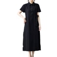 thumbnail image 2 of Aimik Women's Short Sleeve Turndown Collar Solid Color Cotton-Linen Long Dress with Buttons Summer Loose Casual Dress, 2 of 6