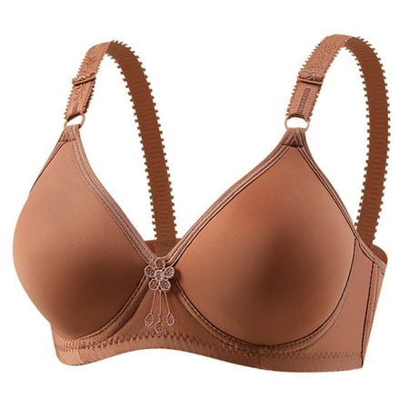 Wireless Bras for Women  Woman Color Comfortable Hollow Out Perspective Bra Underwear No Rims(Coffee 42)