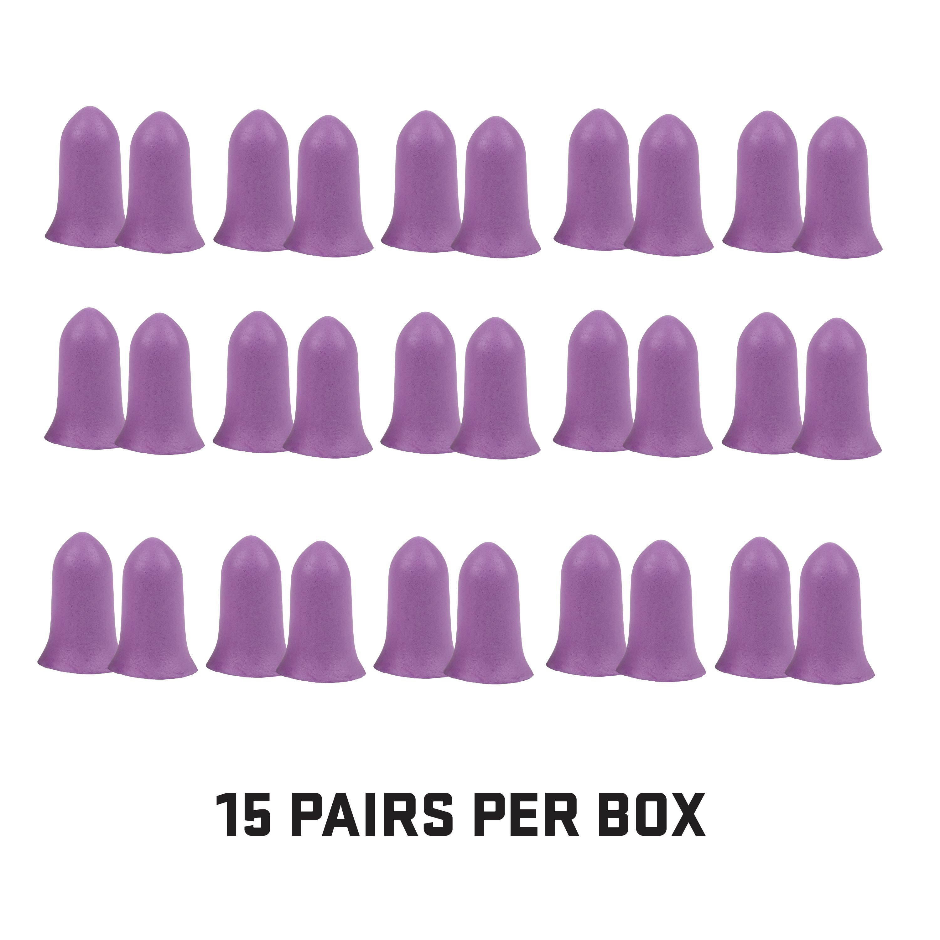 ULTRX™ Tapered Foam Ear Plugs, 15 Pairs Value Pack, Purple, Adult, Unisex, Model 4134, NRR 32 Db