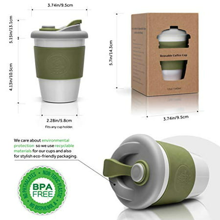 Mr.Cuppie Reusable Coffee Cup with Lid, Lightweight ...