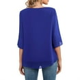 thumbnail image 4 of Guardoinrt Chemisier Femme en Chiffon Manches Mi-Longues Été Col Rond Décontracté Bleu m, 4 of 6