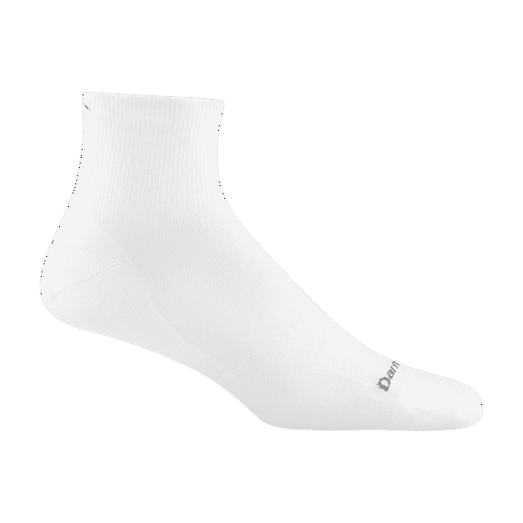 Darn Tough Men's Run Quarter Ultra-Lightweight Running Socks, Large Size, White