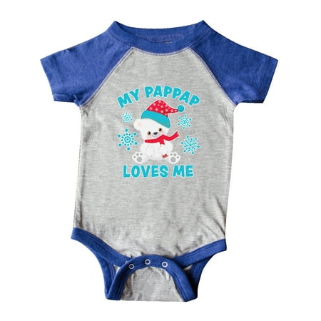 

Inktastic Polar Bear My Pappap Loves Me in Santa Hat with Snowflakes Gift Baby Boy or Baby Girl Bodysuit