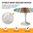 thumbnail image 2 of Elastic Fitted Round Tablecloth, Aqua Teal Waterproof Stretch Table Cover for 45"-54" Tables, Farmhouse Wood Grain Vintage Brown Striped Washable Outdoor Tablecloths for Patio, Picnic, Camping, 2 of 9