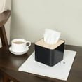 thumbnail image 4 of Tissue Box Cover,Tissue Holders,Tissue Box Holder for Bathrooms,Bamboo Cover Plate,Home and Office,4.1 * 4.1 * 3.7in (Black) Kleenex Tissues Boxes, 4 of 4