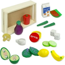 Kidzlane Wooden Vegan Food Set with Storage Crate | Wooden Play Food Kitchen Toy | 20 Piece Set!