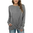 thumbnail image 1 of MeetoTime T-Shirts Décontractés à Manches Longues pour Femmes Automne Tunique Ample Col Rond Froncé, 1 of 7