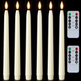 thumbnail image 1 of Velas cónicas cerosas sin llama de 11 pulgadas con atenuador de temporizador remoto, 6 velas cónicas que funcionan con pilas con llama parpadeante, candelabros LED marfil para bodas, decoración de interiores de NavidadMarfil 11 pulgadas, 1 of 5