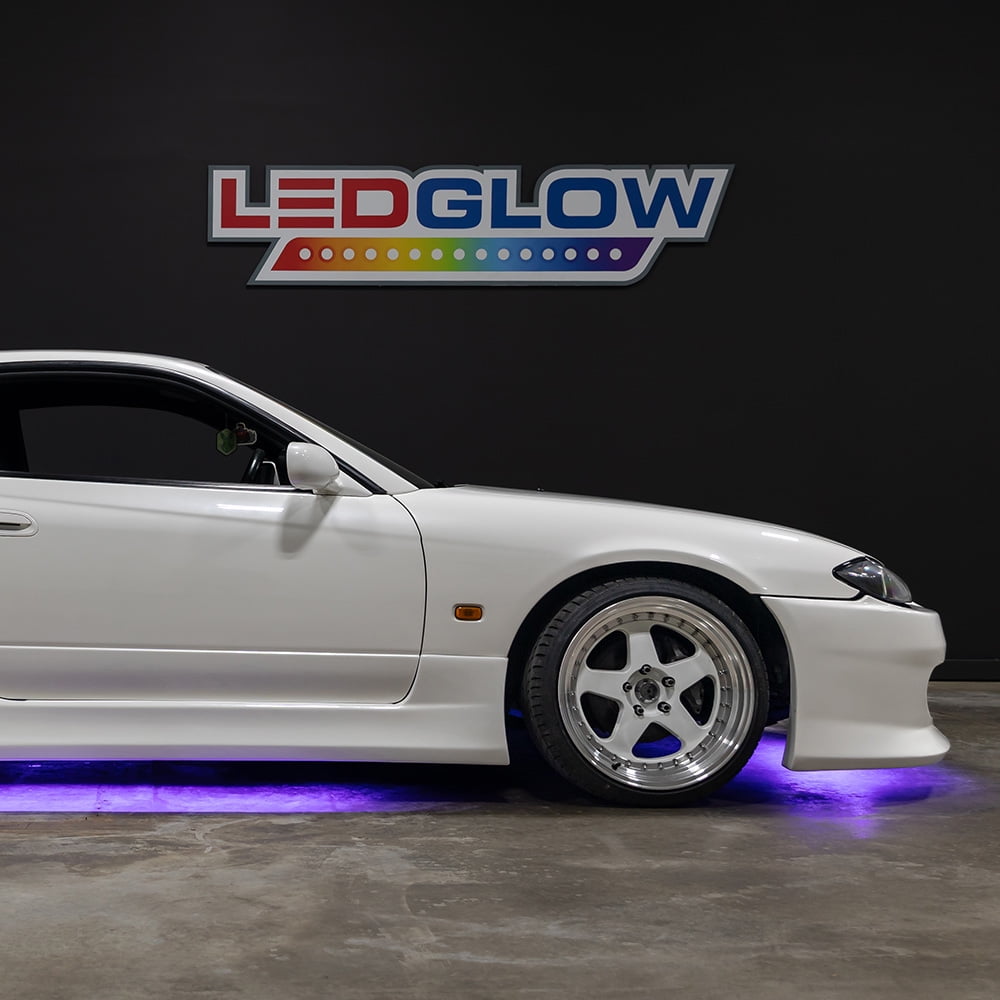 LEDGlow 4pc Purple Flexible LED Slimline Car Underbody Underglow Lighting Kit
