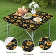 thumbnail image 4 of Black Geometric Sunflower Pattern Square Fitted Tablecloth with Elastic Edge,Square Table Cover,Washable Elastic Table Cover for Home Kitchen Party Decor 34"x34", 4 of 6